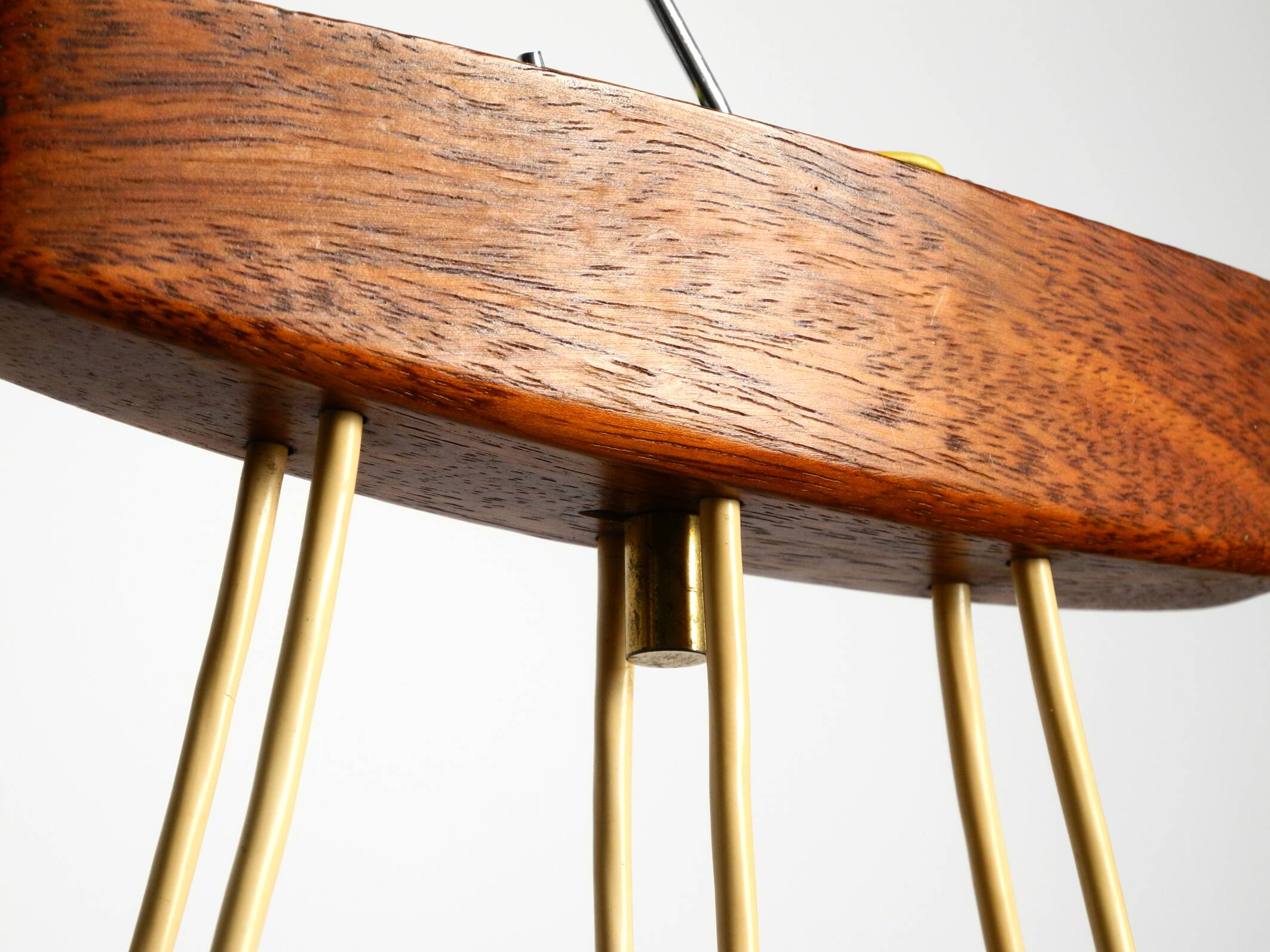 Beautiful 6-armed Scandinavian 1960s ceiling lamp made of teak and with gla