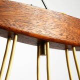 Beautiful 6-armed Scandinavian 1960s ceiling lamp made of teak and with gla