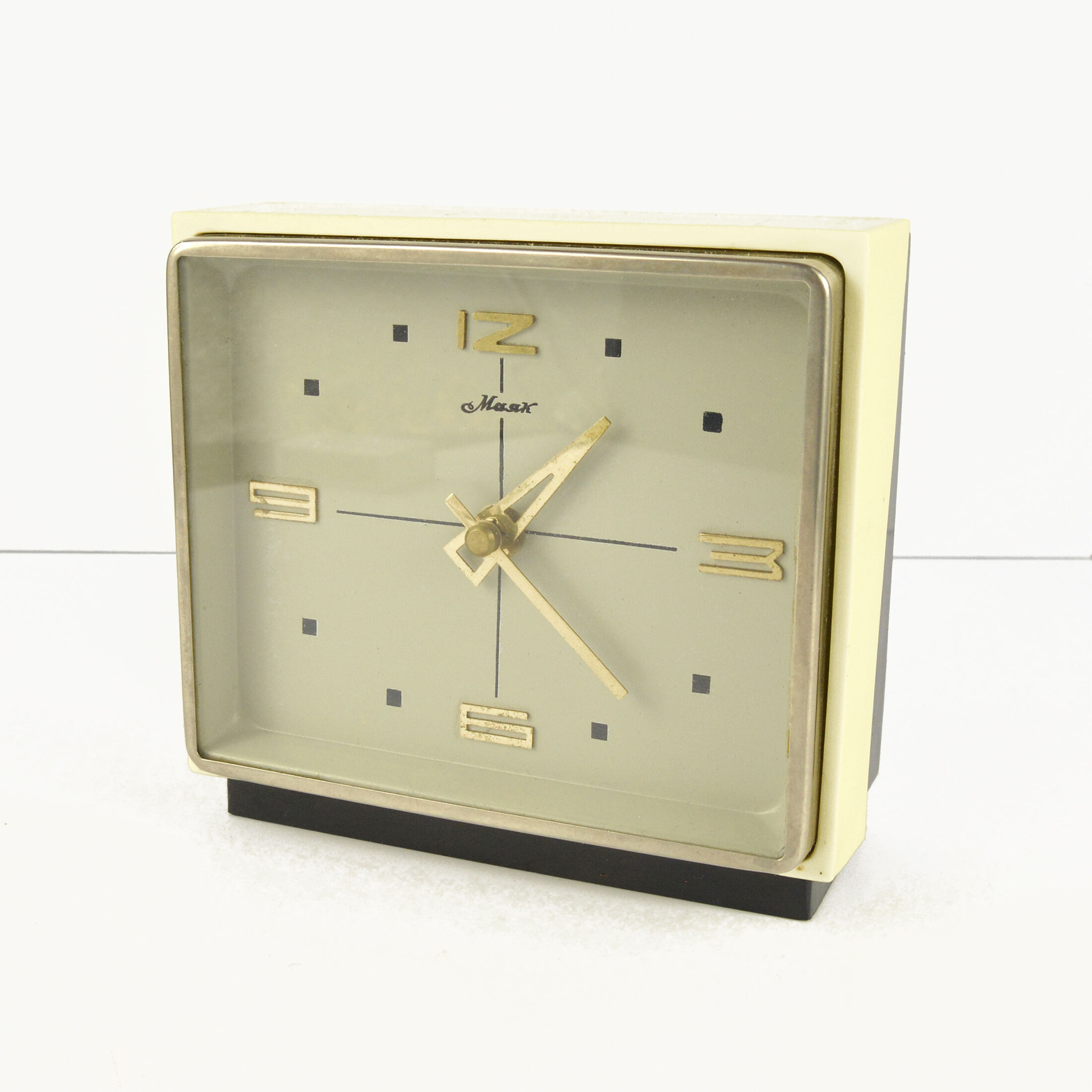1960s modernist fireplace clock, Majak, USSR