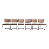 Set of 6 black S32 / S64 chairs by Marcel Breuer for Thonet, 1977