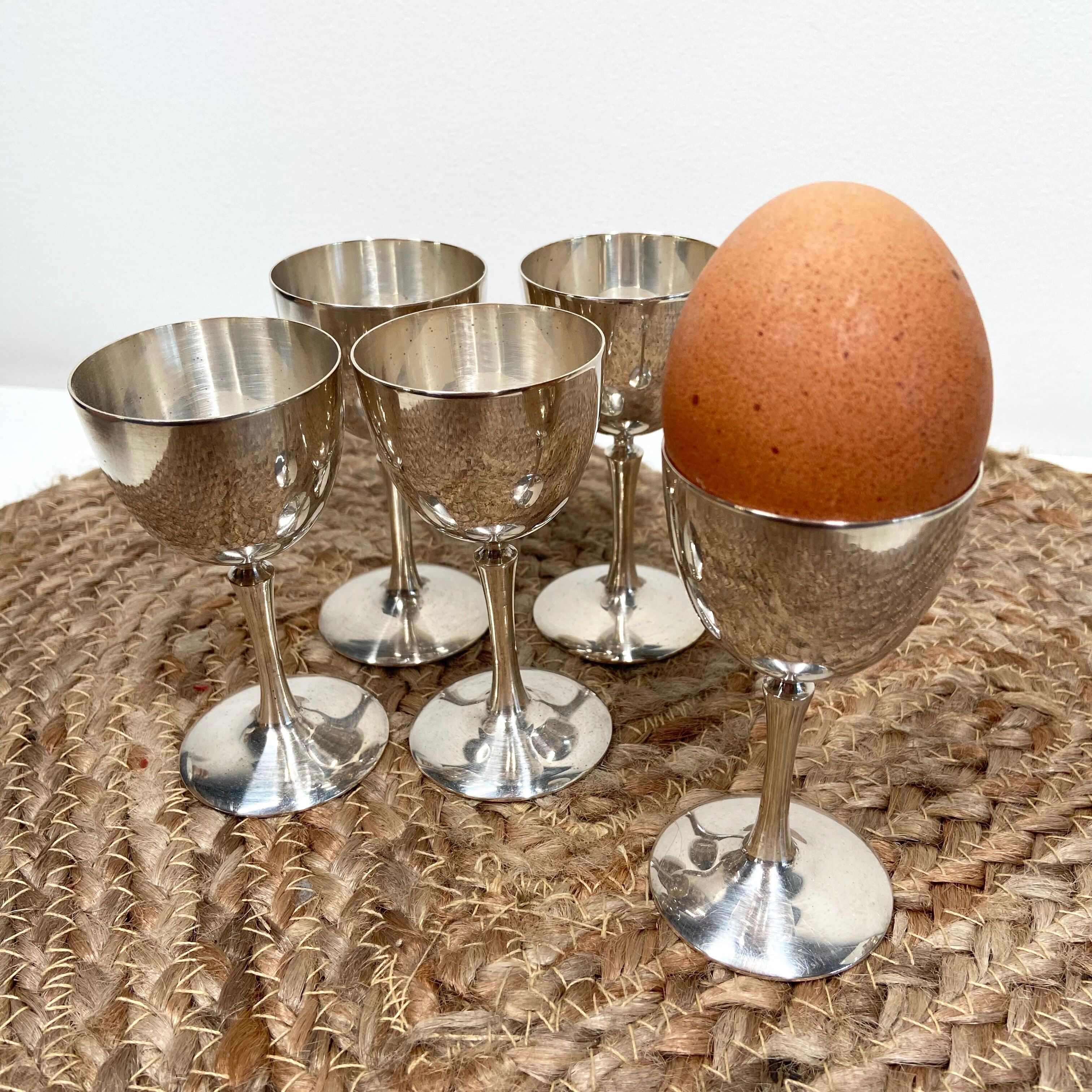 Ensemble de 5 coquetiers en métal argenté