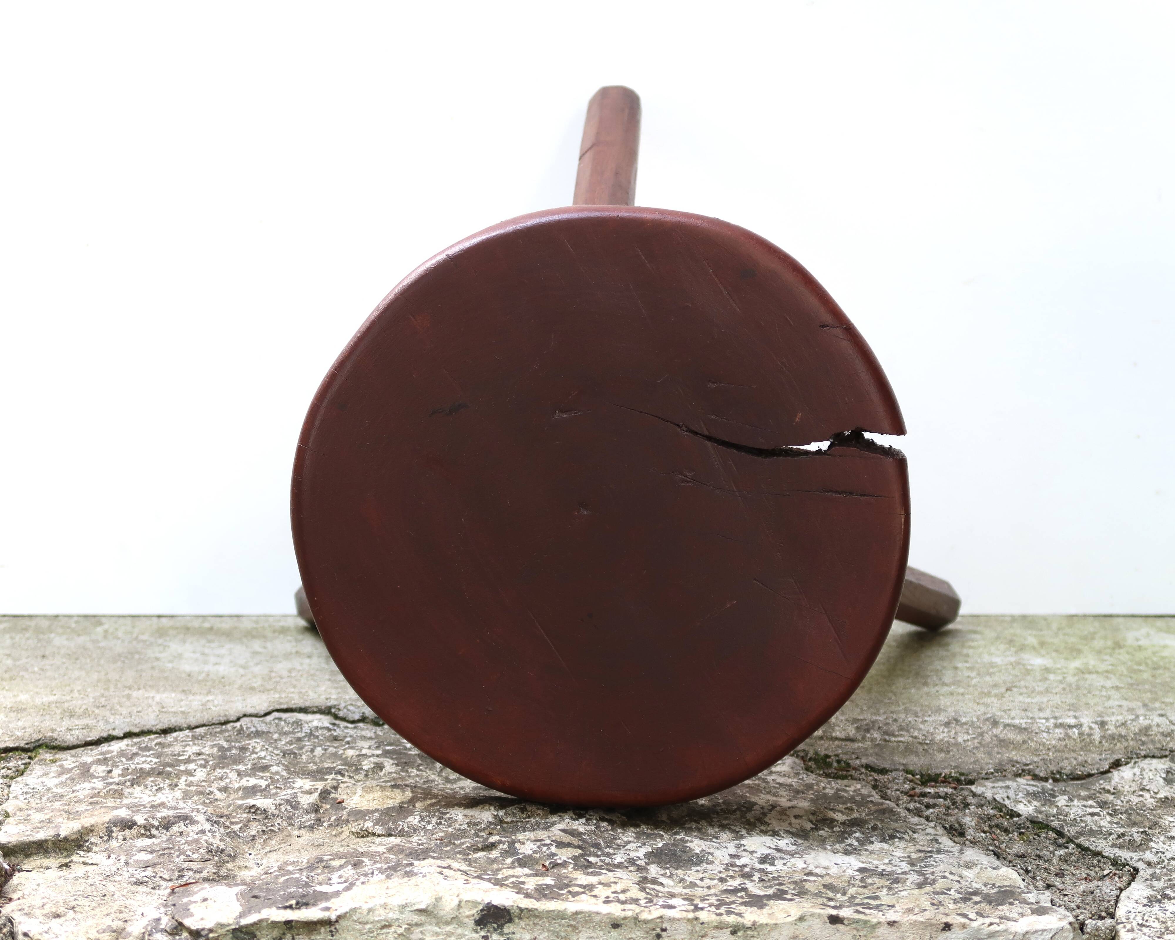 Wabi sabi wooden tripod stool, 1970s