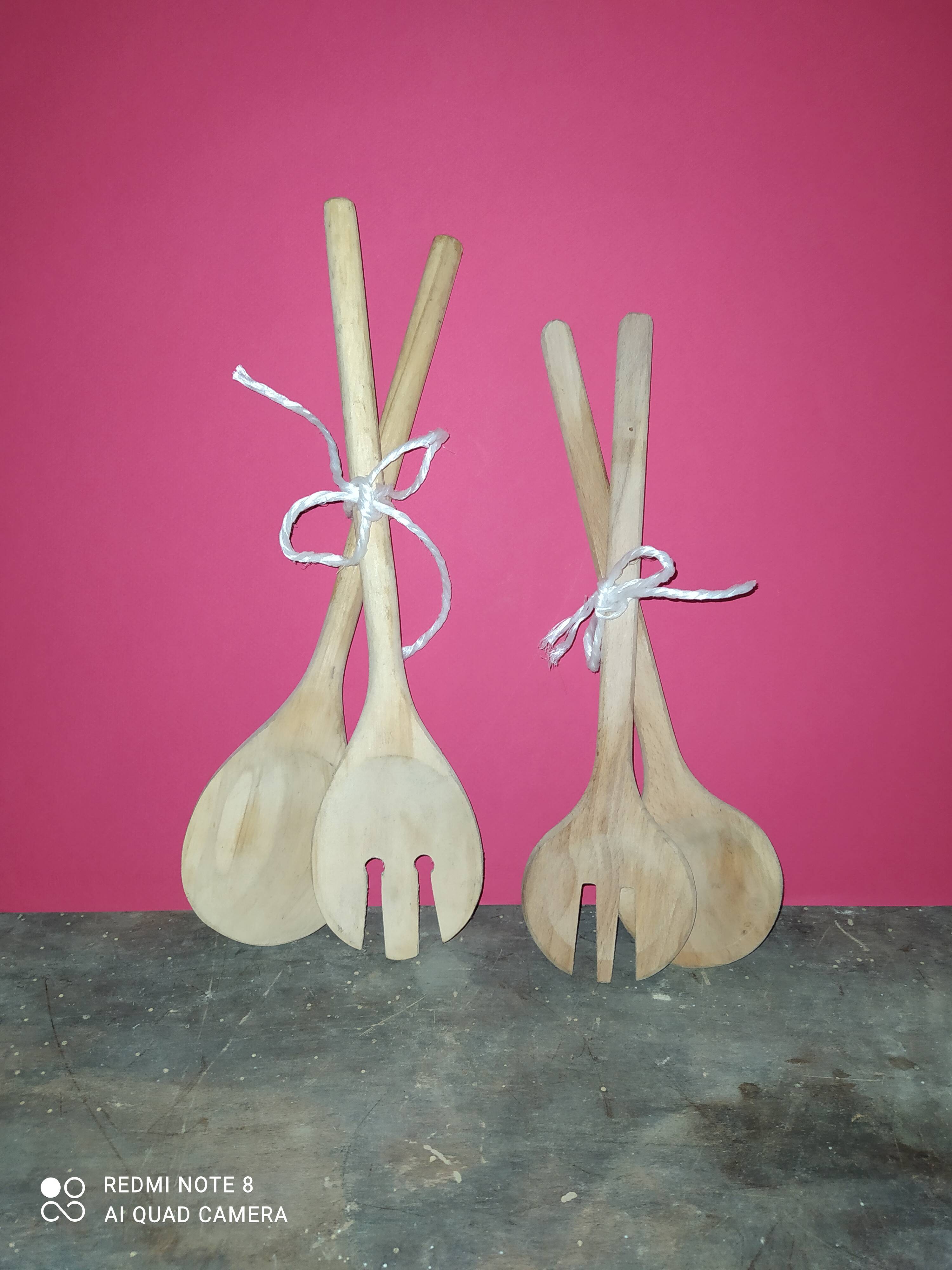 Lot de 2 paires couverts à salade en bois