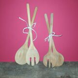 Lot de 2 paires couverts à salade en bois