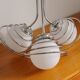 Suspension with 3 opaline and chrome globes, France, 1970.