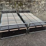 Pair of vintage chrome plexiglass beds