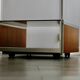 Wood, aluminum and smoked glass coffee table. circa 1970