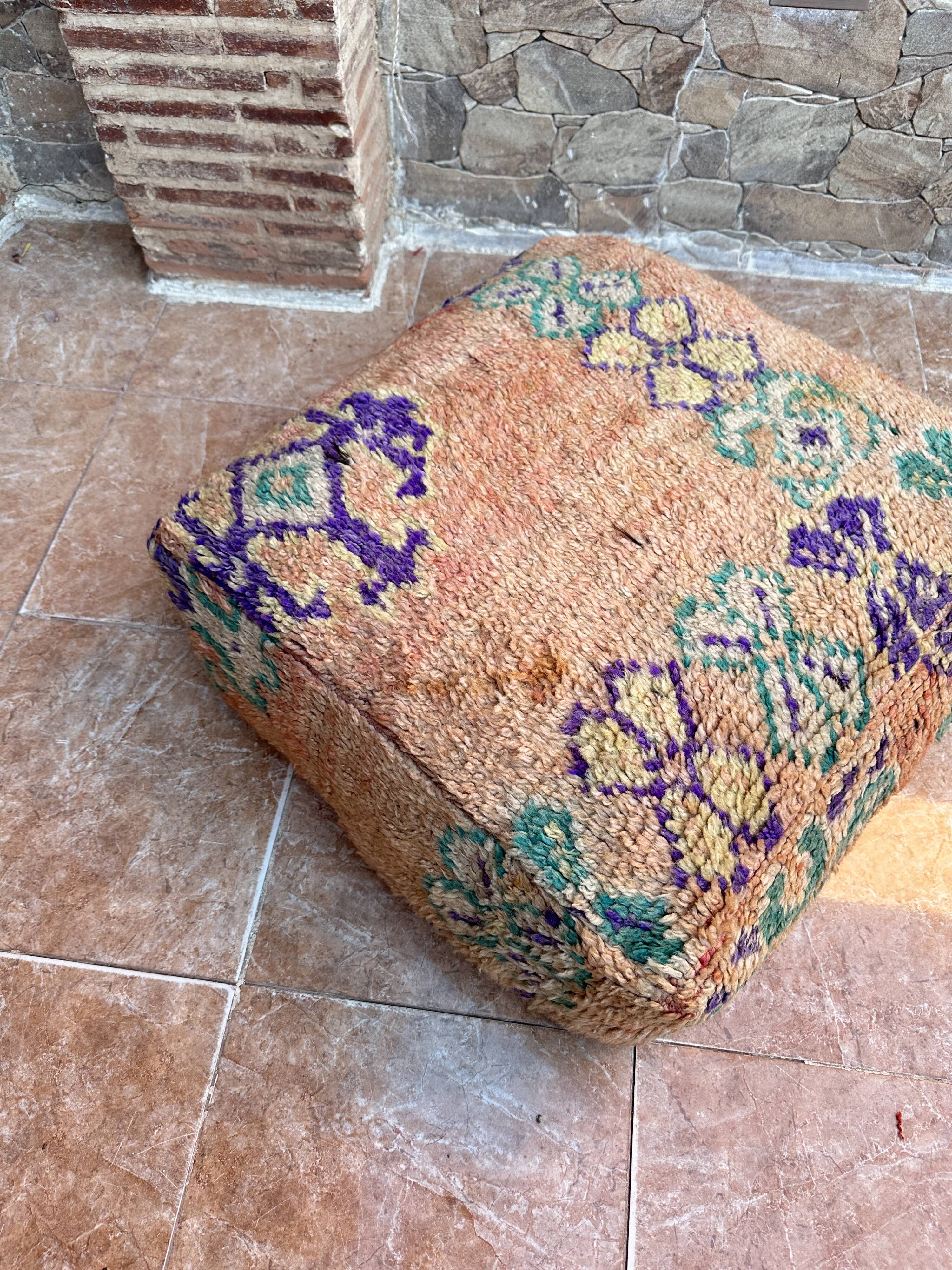 Handmade Berber Kilim pouf, floor cushion