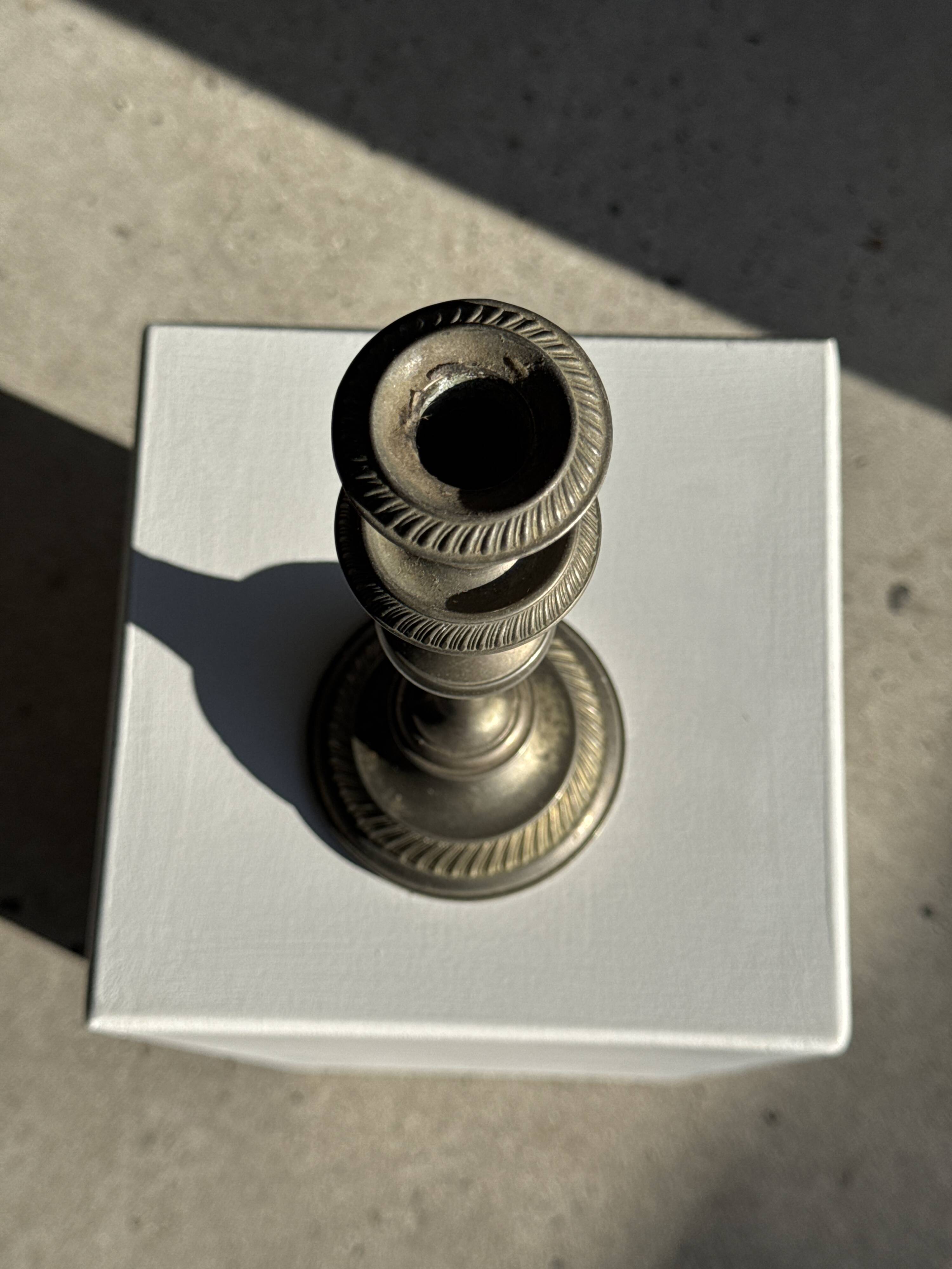 Large antique silver-plated candlestick H29 D10.5