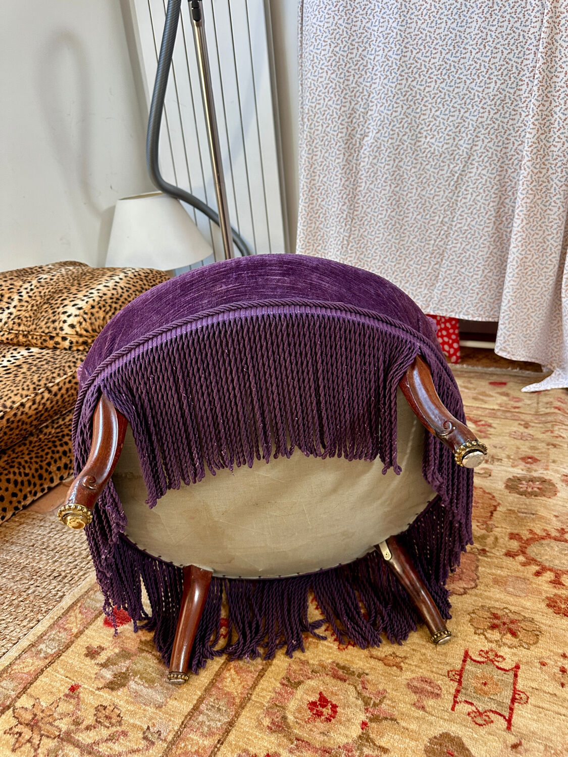Small purple velvet tub chair