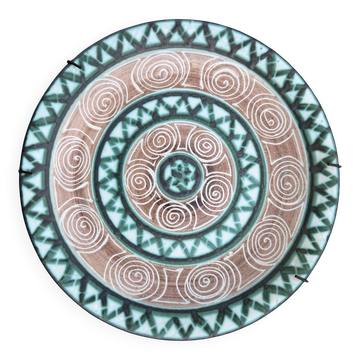 Geometric Decor Plate 18 cm Signed Robert Picault Circa 196