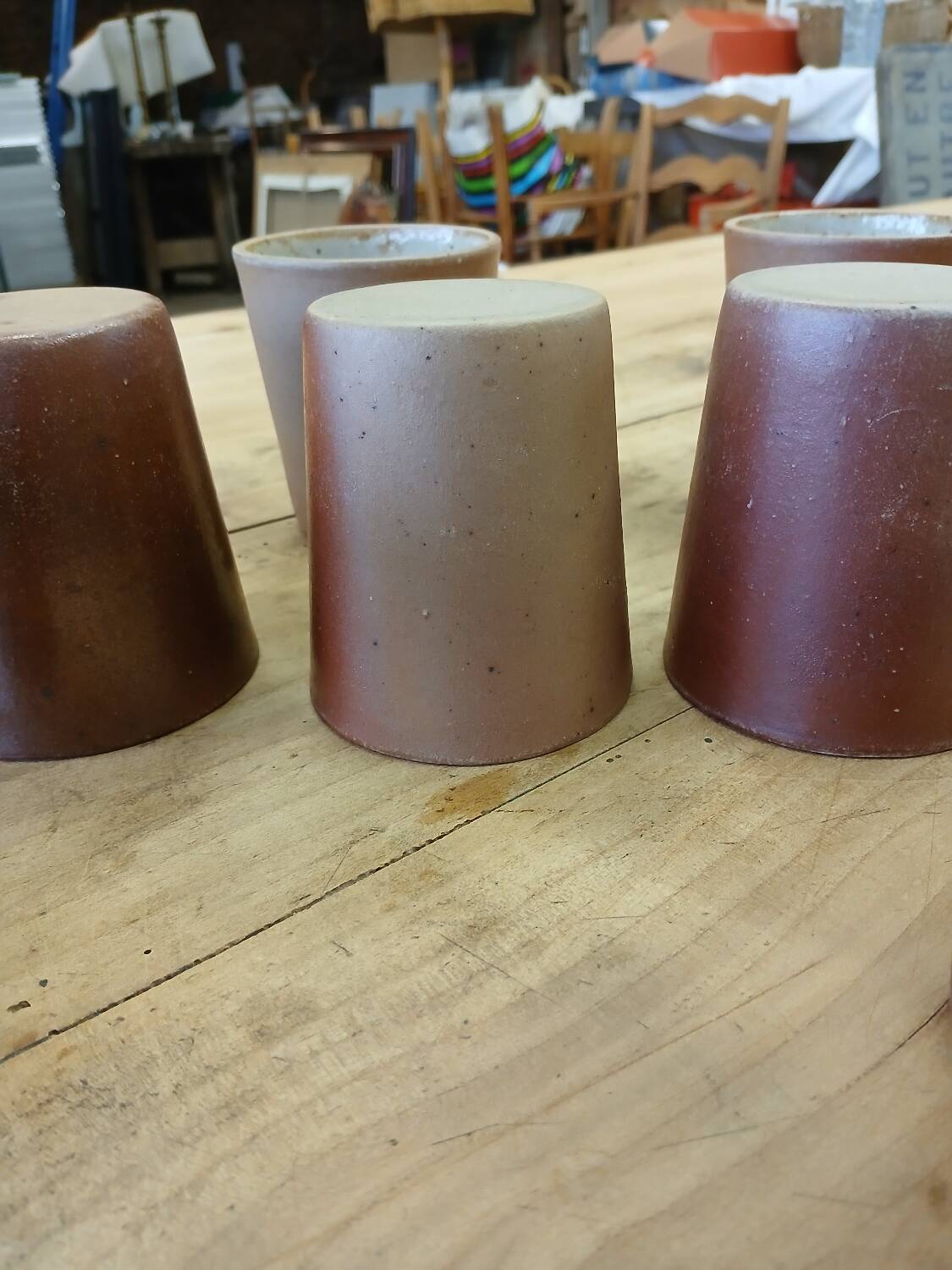 8 antique glazed stoneware cups/glasses