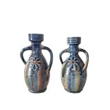 Pair of Vases with Two Rotating Handles - Flemish Pottery
