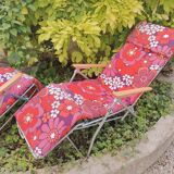 2 vintage floral deckchairs
