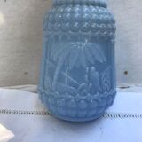 Former Carafe Liqueur Opaline Blue Decor Moulded - Vintage Cave Bouchon
