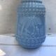 Former Carafe Liqueur Opaline Blue Decor Moulded - Vintage Cave Bouchon