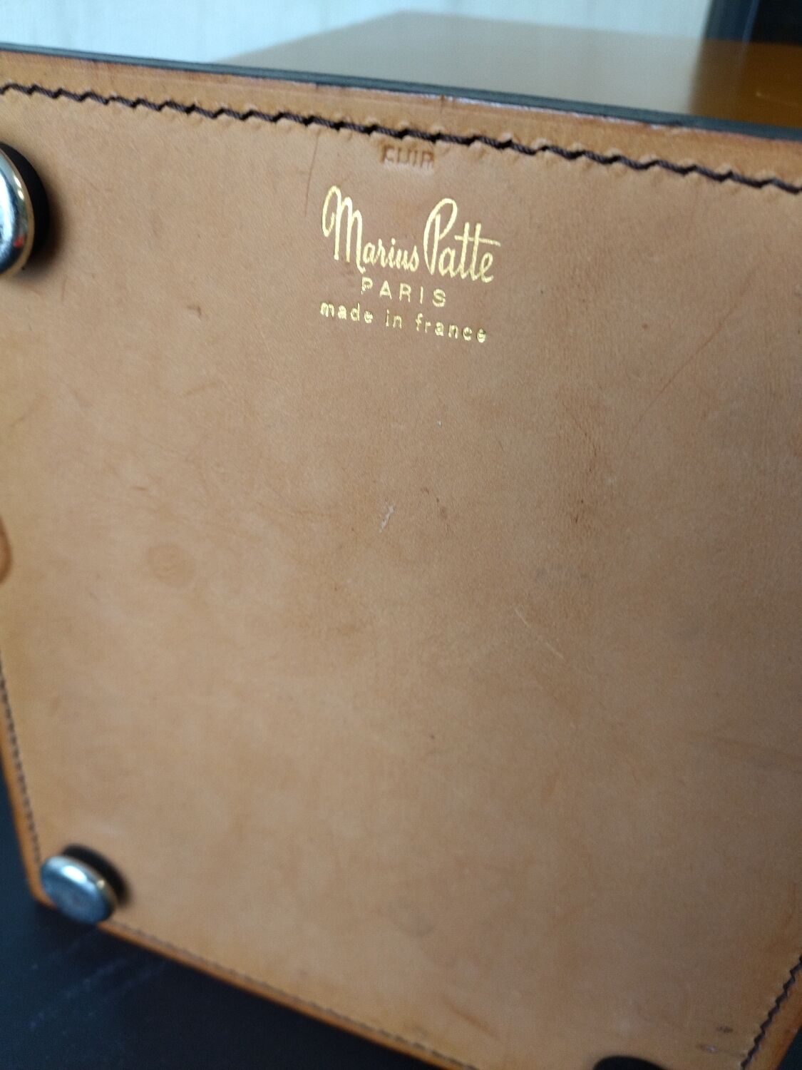 Leather wastebasket