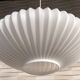 Vintage Scandinavian pendant light in opaline glass and brass, circa 1950, spirit.