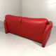 Vico Magistretti red leather Maralunga sofa Cassina