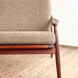 Mid Century Sofa par Hartmut Lohmeyer, teck et cannage