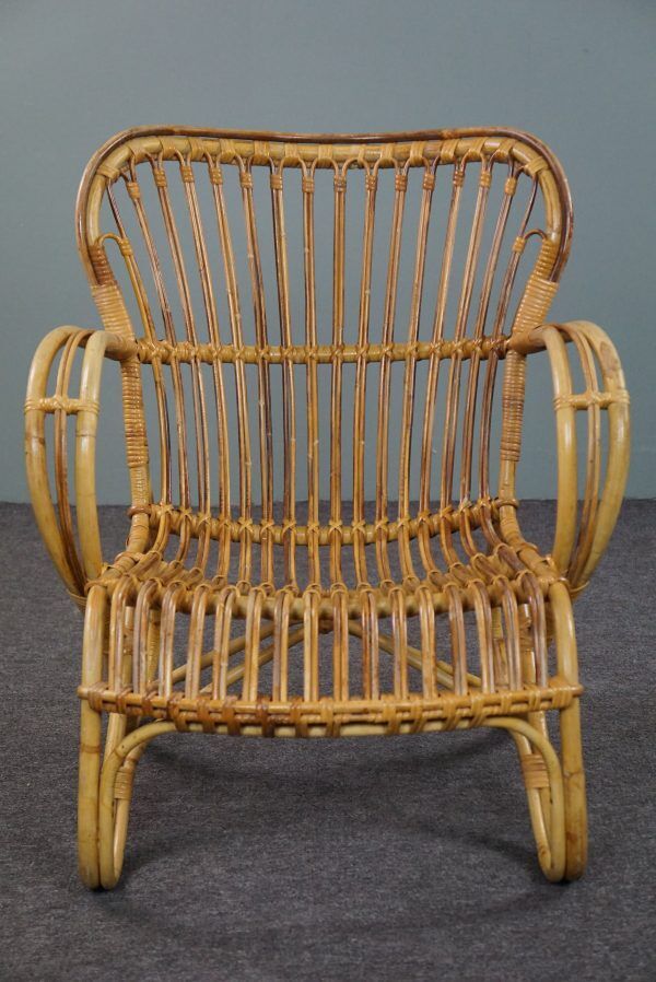 Fauteuil Belse 8 en rotin Dutch Design, 1950
