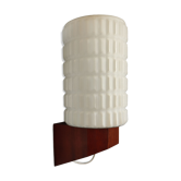 Wall lamp in opaline and vintage teak