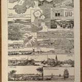Set of 2 lithographs on the ports of 1897