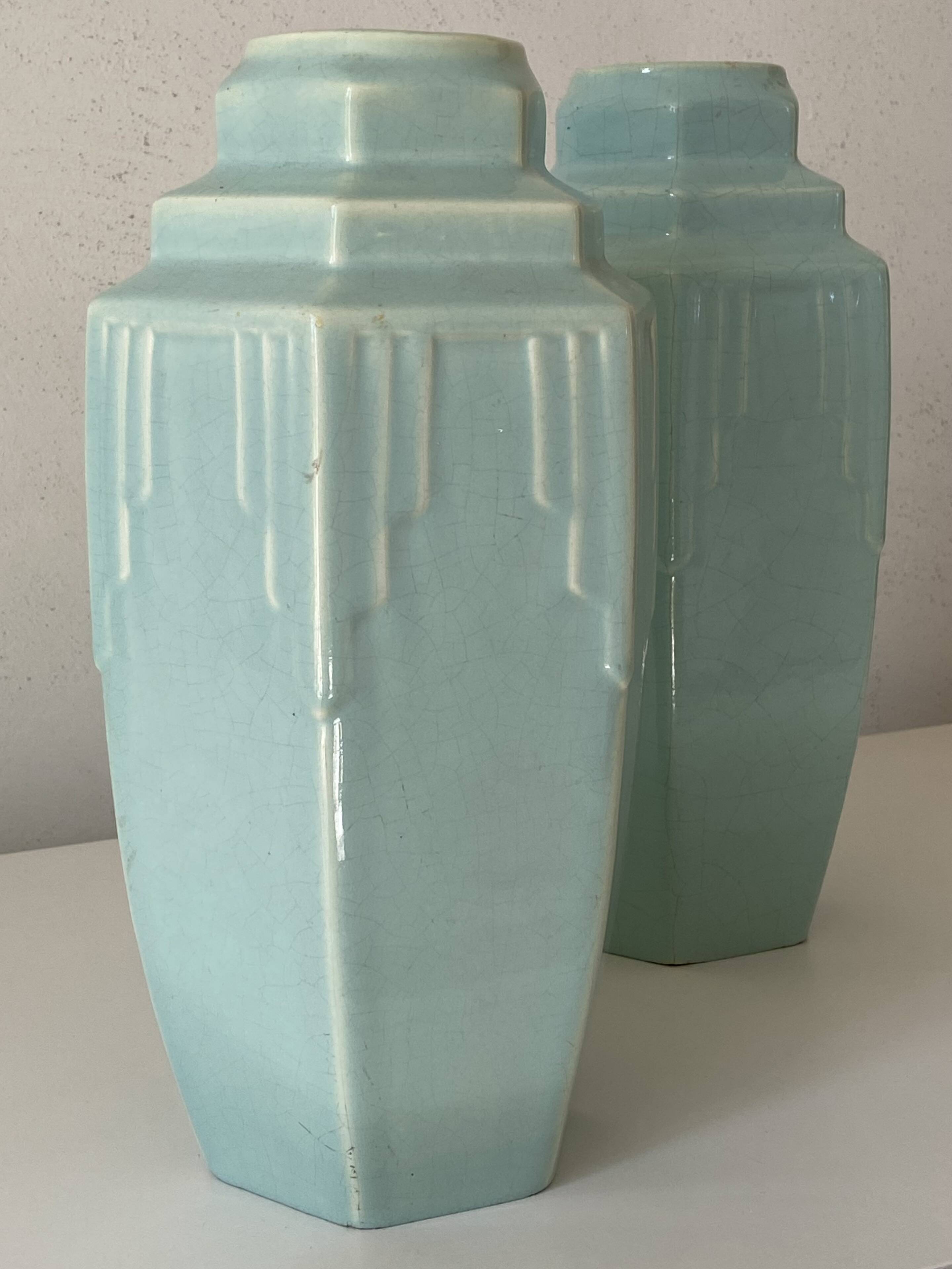 Blue art deco vase odyv celadon