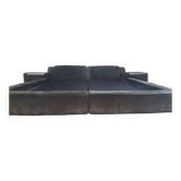 Double bed frame - Roche Bobois 1970s - complete - original green suede