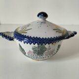 Earthenware bowl with lid from Charolles, village decoration.