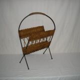 rattan magazine rack from the 50s