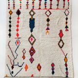 Moroccan Berber carpet Azilal ecru with colorful patterns 283x184cm