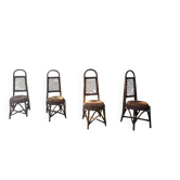 4 chaises vintage en rotin et bambou
