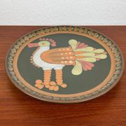 Vintage German ceramic wall plate with bird motif from Keramik Manufaktur Kupfermühle, 1970s.