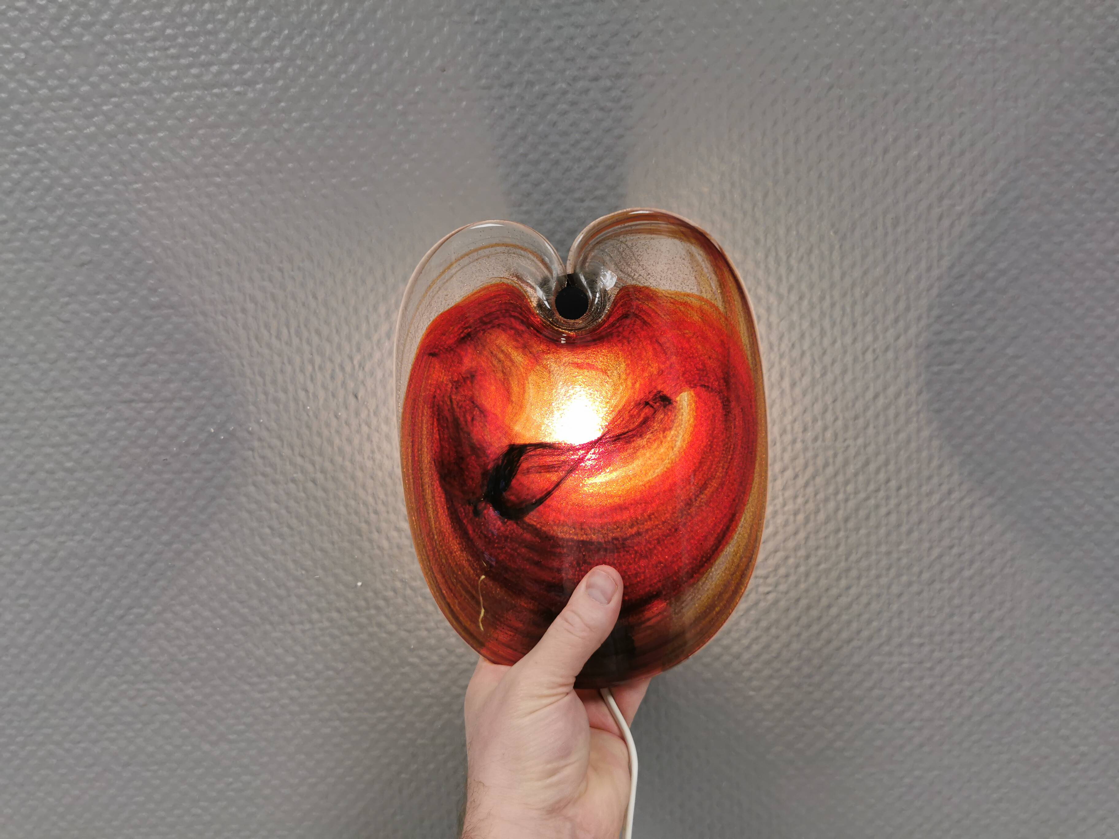 Glass wall lamp, by Per Lutken for Holmegaard Glass factory in the late 70s