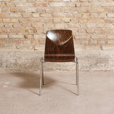 Lot of 6 chairs Thur op Seat in pagwood, 60s