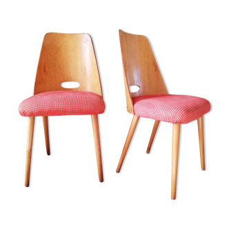 2 chaises vintage Antonin Suman, Art déco, Tchécoslovaquie 1960