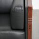 3-seater black cow leather sofa in timeless Art Deco design