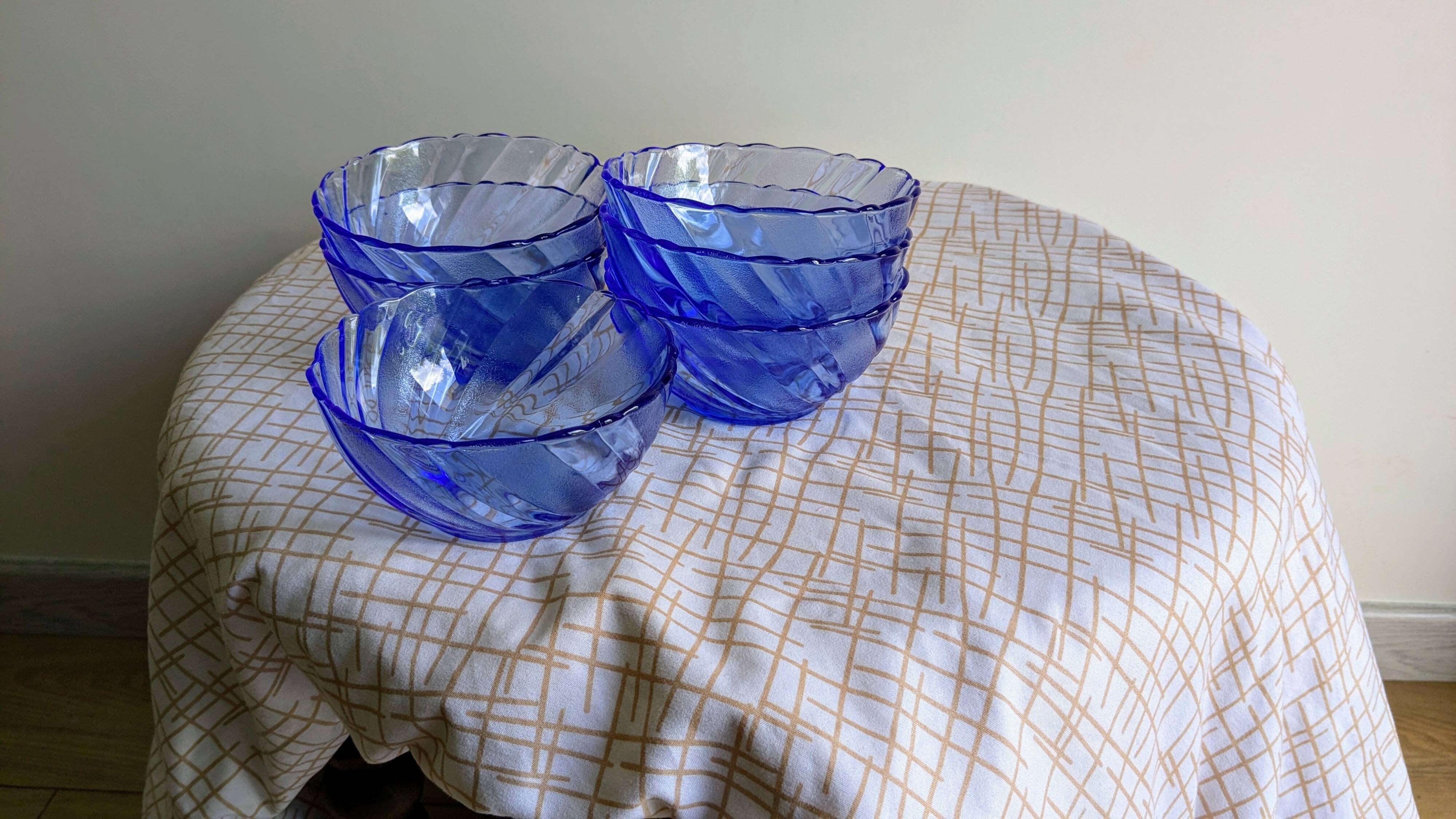 Set of 6 vintage blue bowls by Duralex
