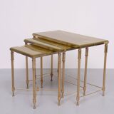 Hollywood Regency Maison Jansen style Brass nesting tables France