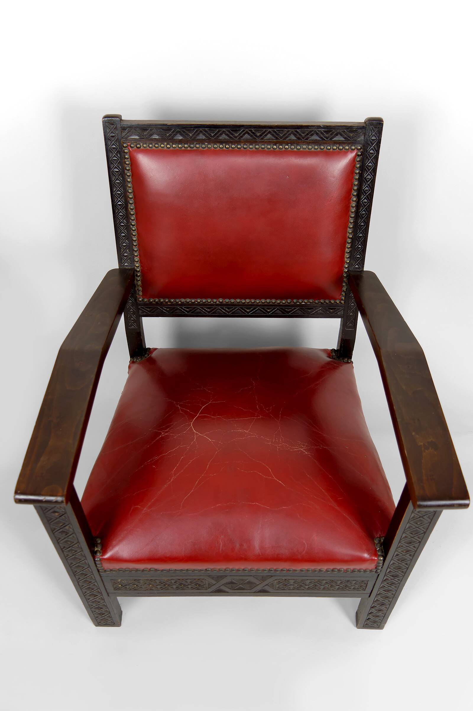 Paire de Fauteuils Art Deco Colonial en Bois Sculpté, Algérie, 1930