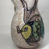 Toledo ceramic pitcher by Pablo Sanguino fish decoration