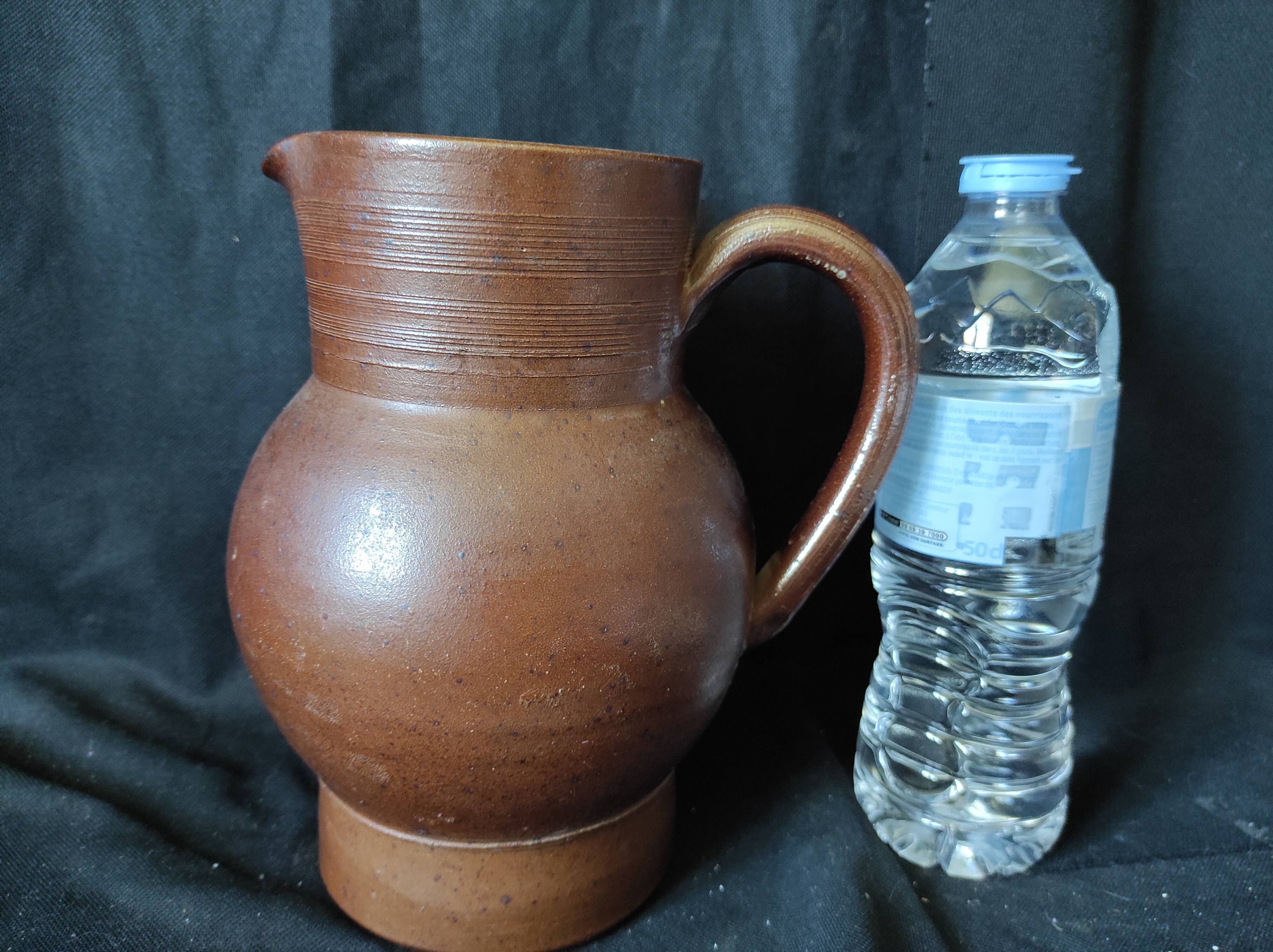 Large pitcher gres varnished berry handmade