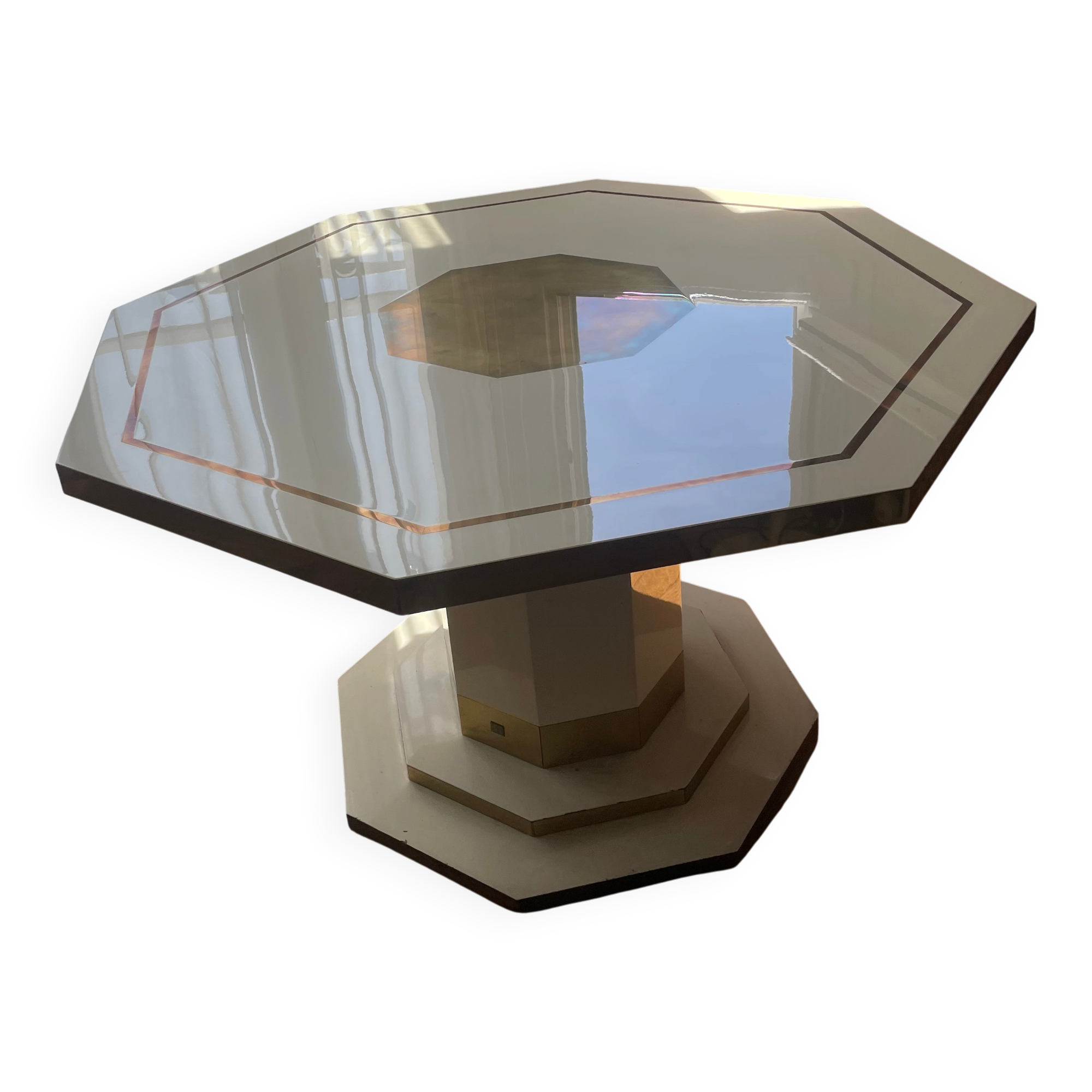 Octagonal table by Jean Claude Mahey