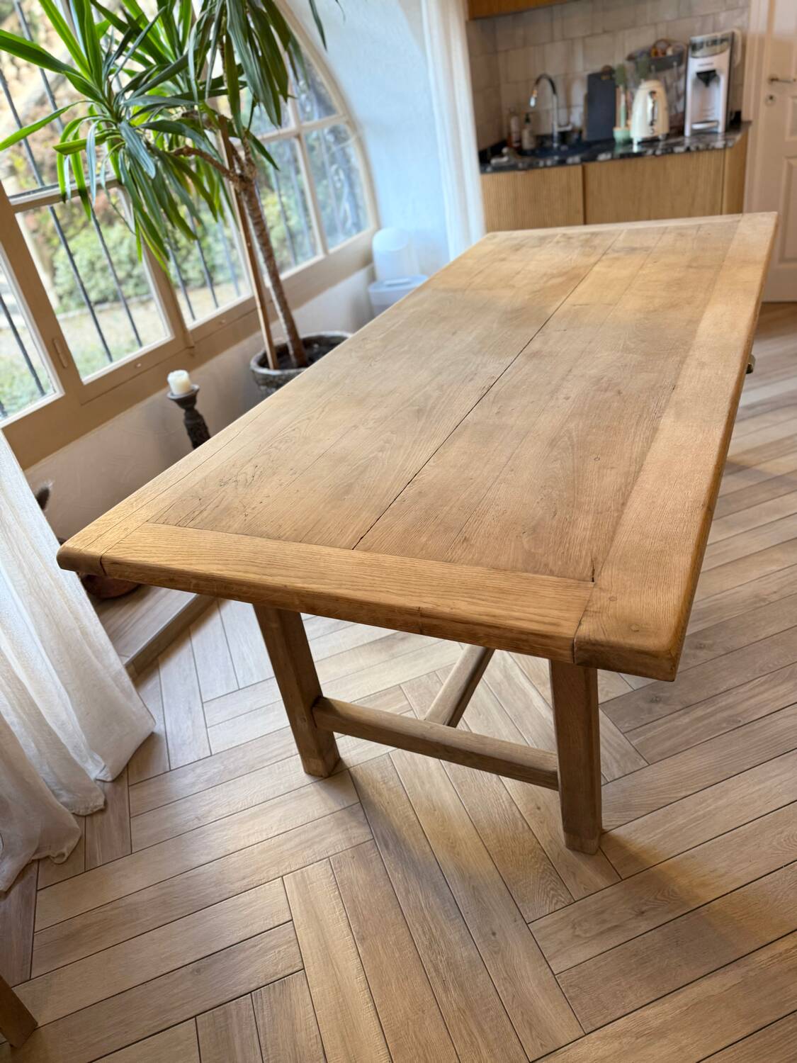 Solid wood farmhouse table with 2 extensions