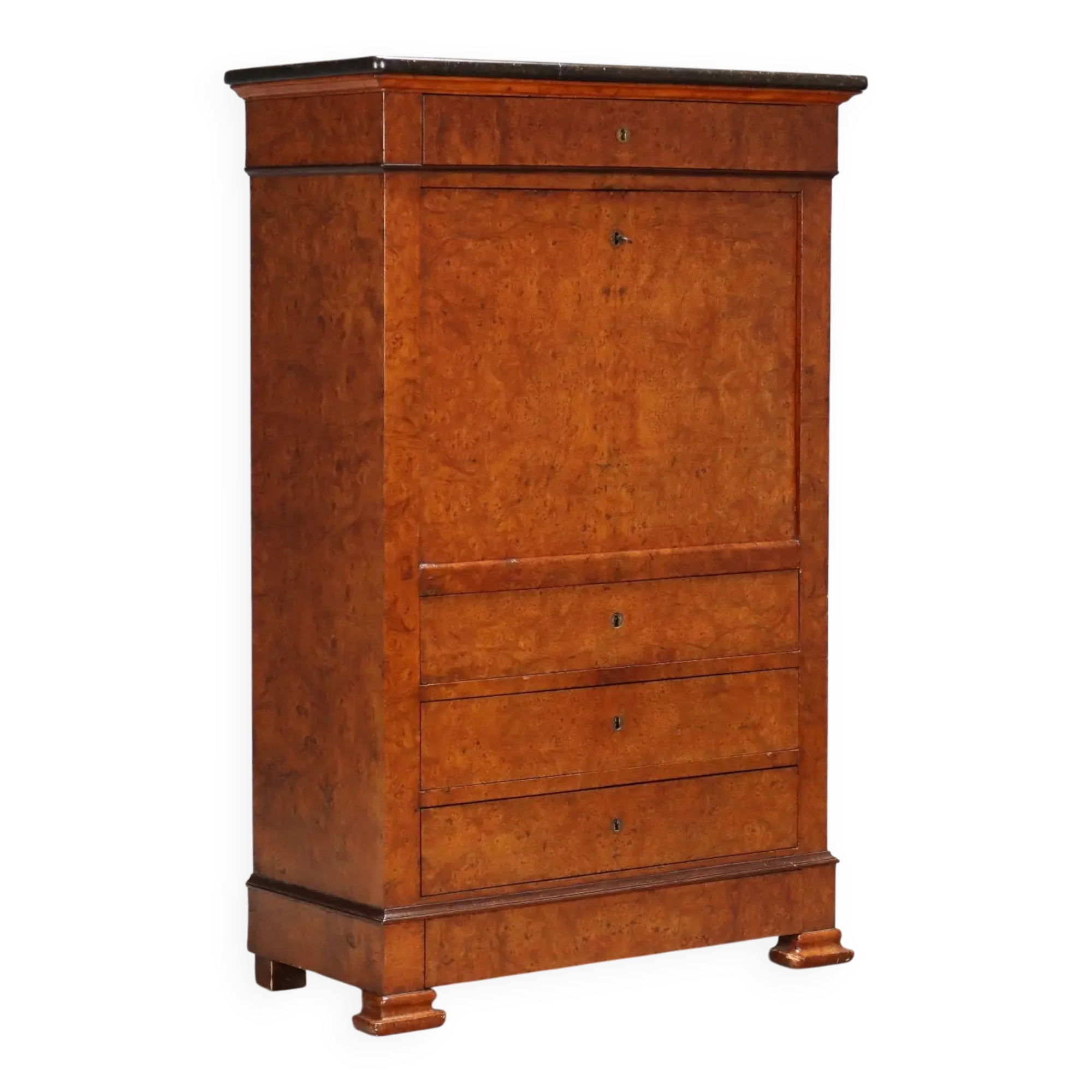 Former secretary in elm with a marble top, France, 19th century.