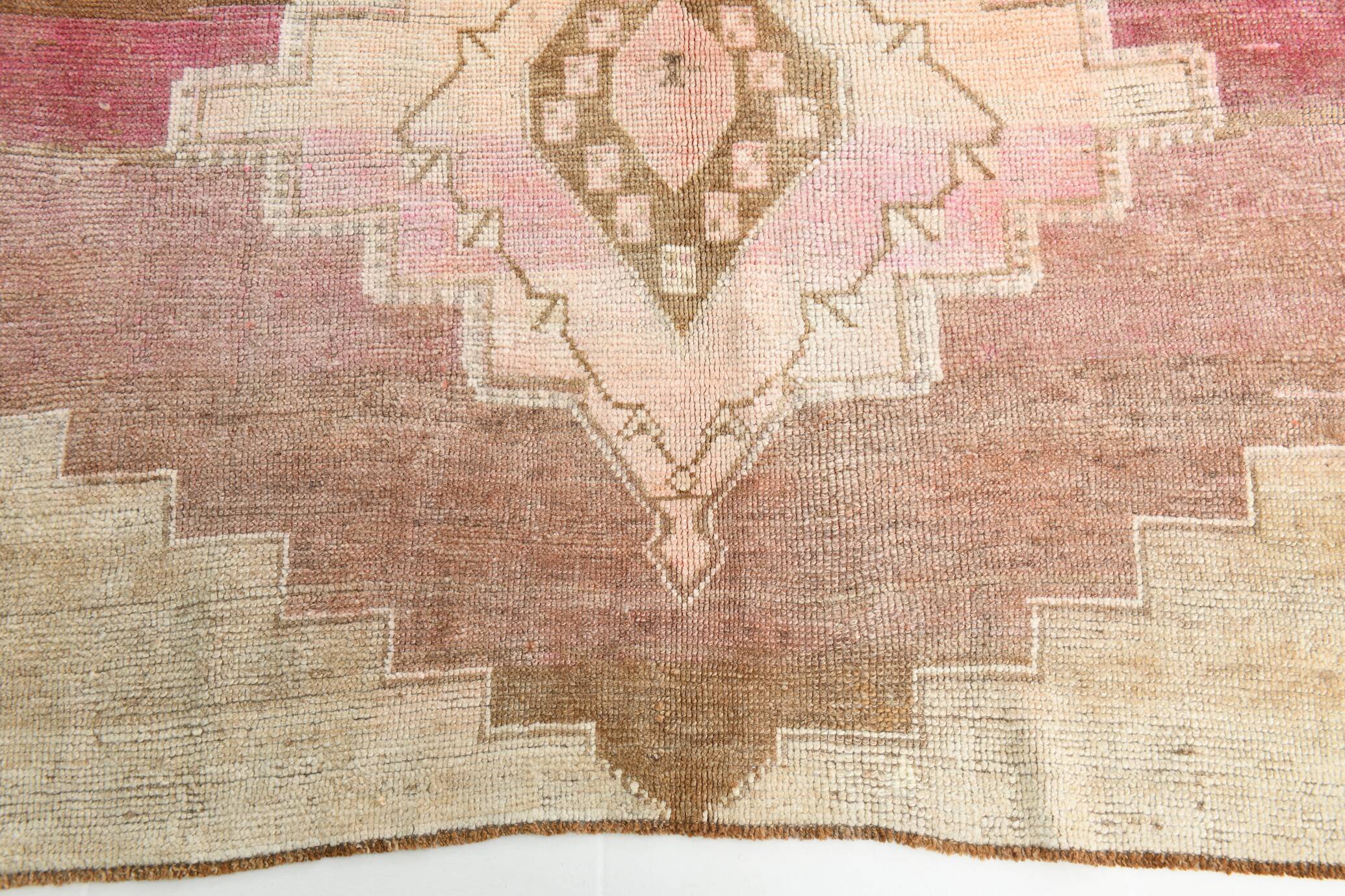 Vintage Neutral Faded Brown Mid Century Modern Turkish Vintage, 190x340 Cm