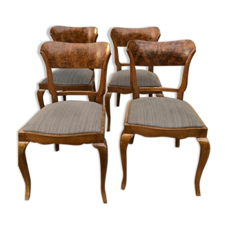4 art deco chairs in wood and walnut magnifying glass
