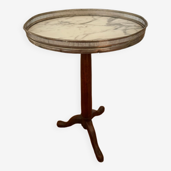 Guéridon ovale table d'appoint mabre blanc