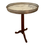 Oval pedestal table white mabre side table
